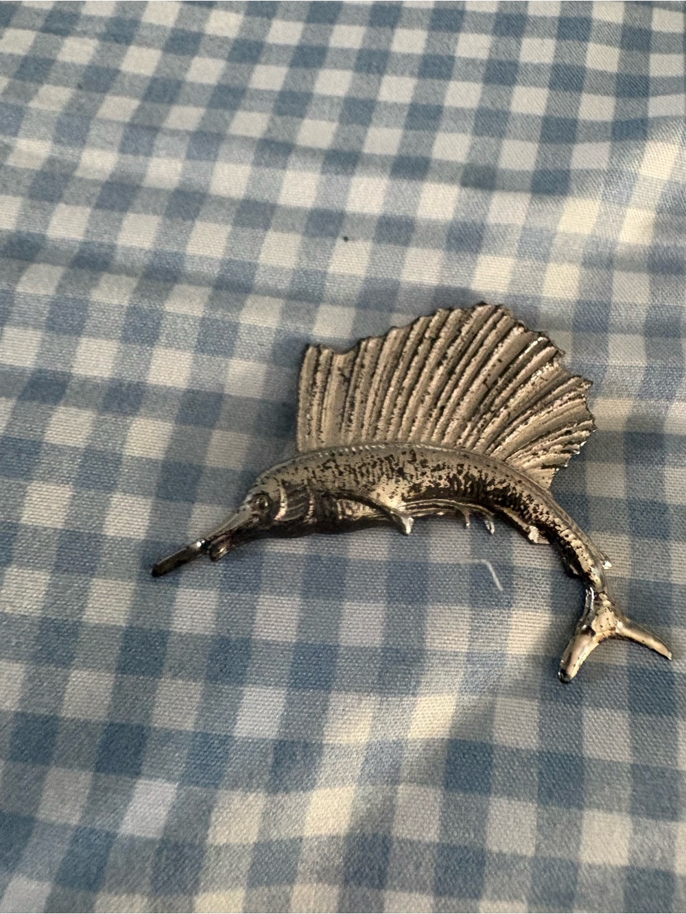 Old silver tone swordfish pin